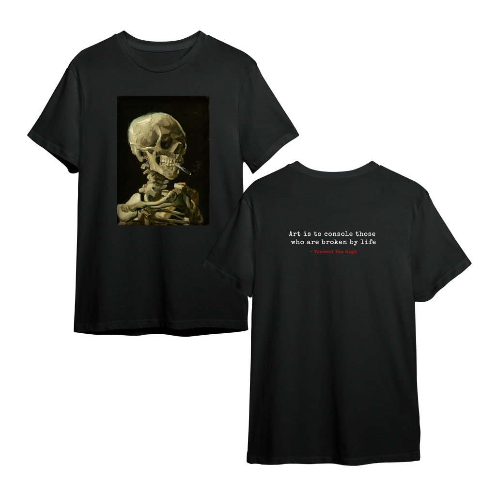 Skeleton with Cigarette – “Art is to Console” Tee