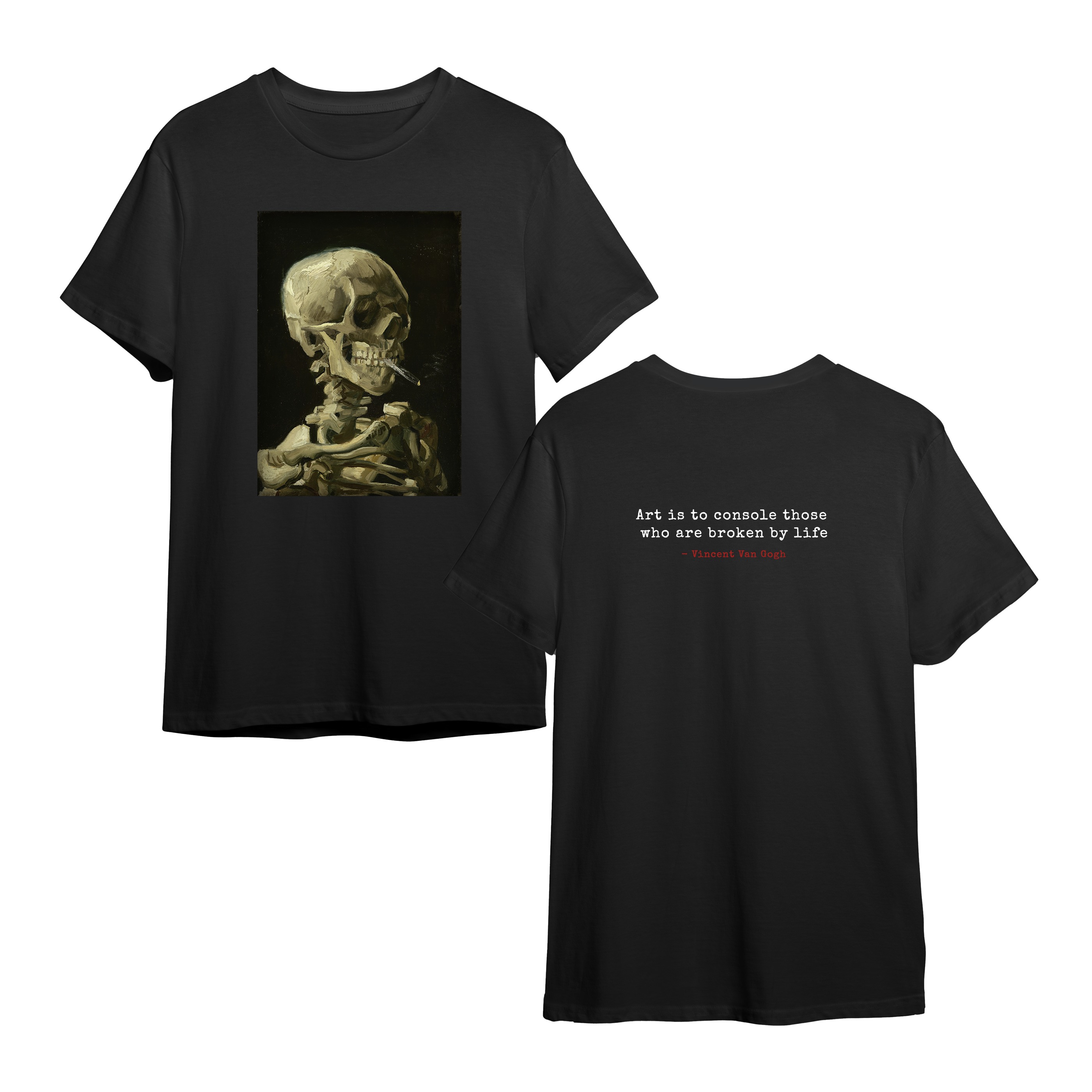 Skeleton with Cigarette – “Art is to Console” Tee