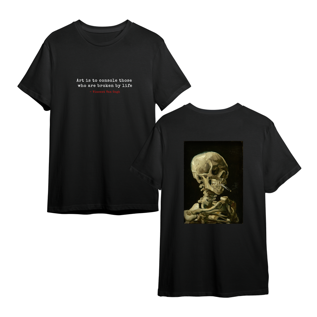 Skeleton with Cigarette – “Art is to Console” Tee