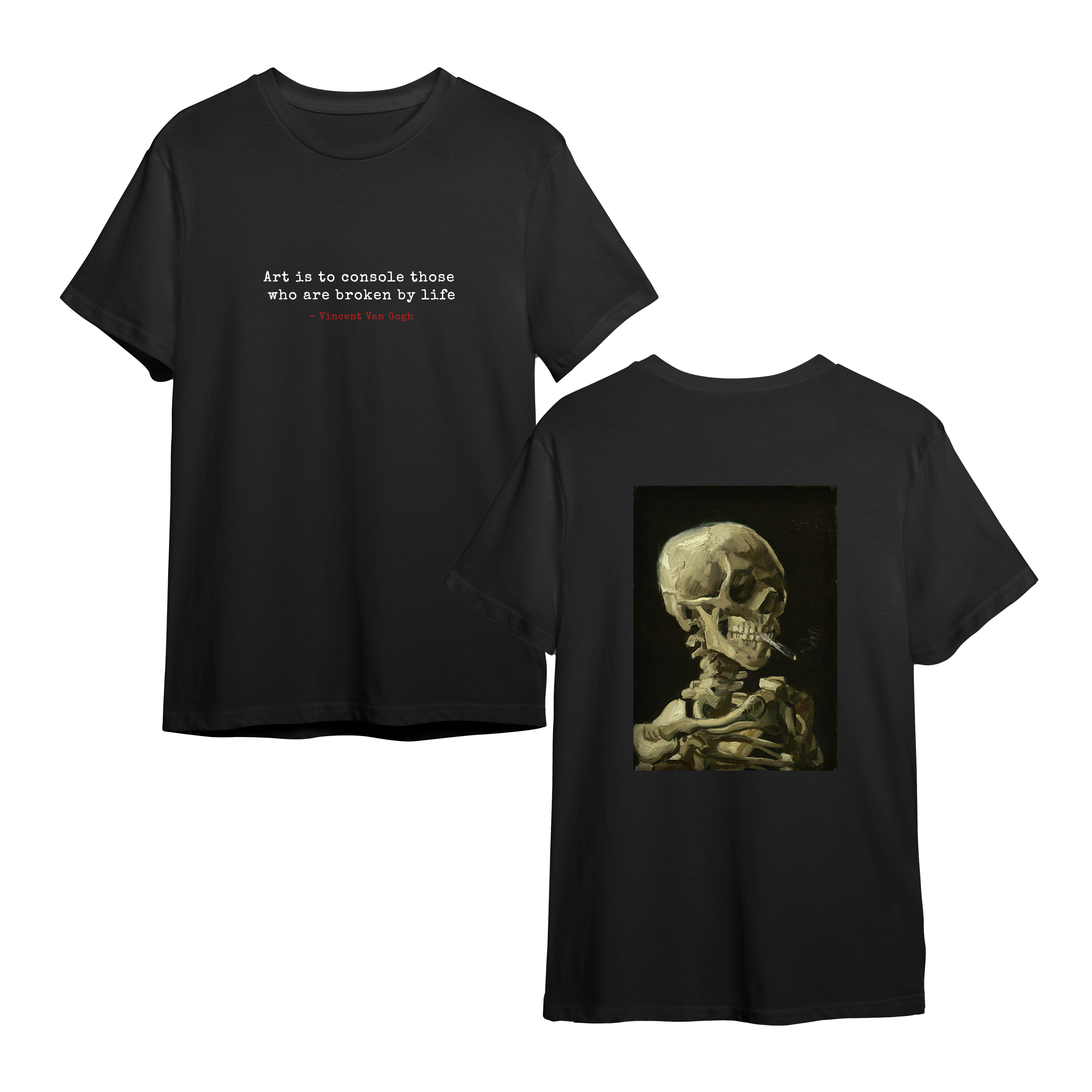 Skeleton with Cigarette – “Art is to Console” Tee