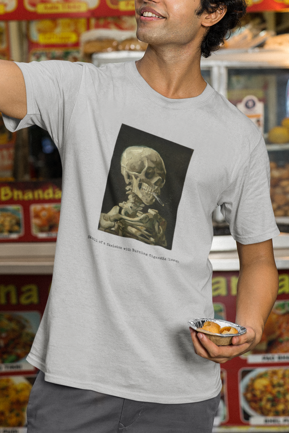 Skeleton with Cigarette – “Art is to Console” Tee