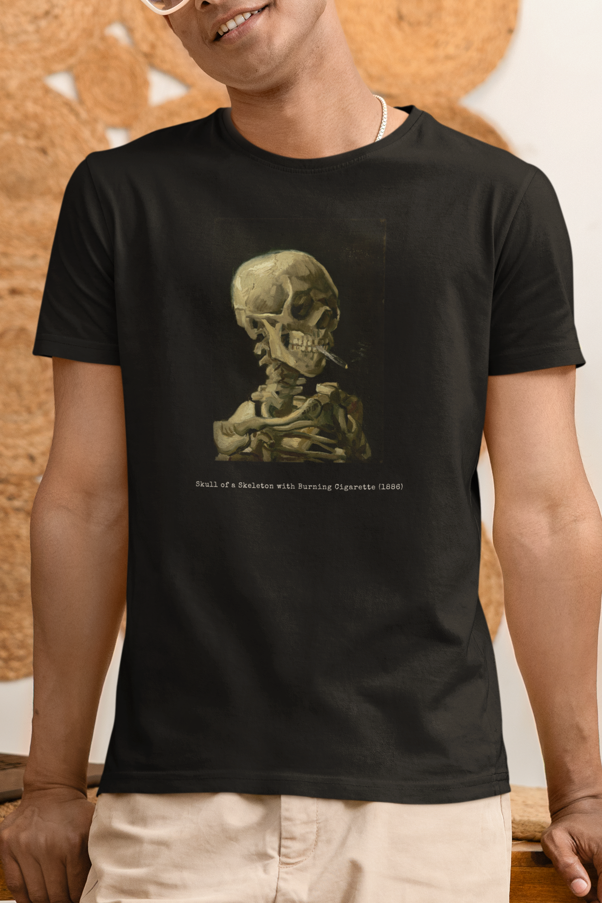 Skeleton with Cigarette – “Art is to Console” Tee